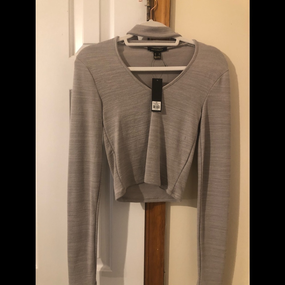 Gray, long sleeved shirt